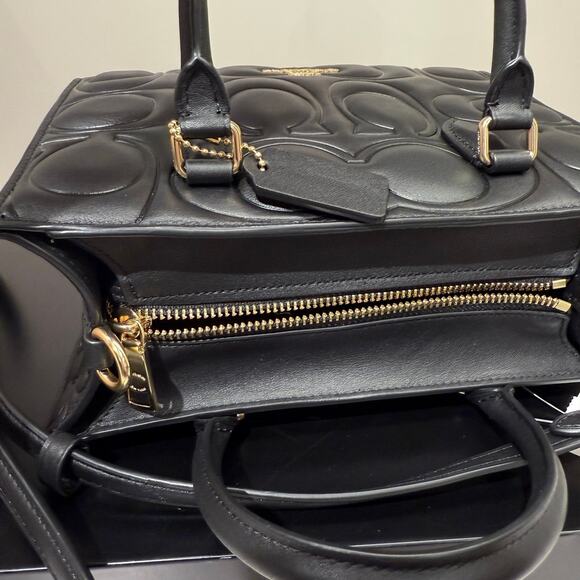 Limited ‼️Coach Maggie Small Tote Bag In Signature Leather CY670 Black - Picture 7 of 13